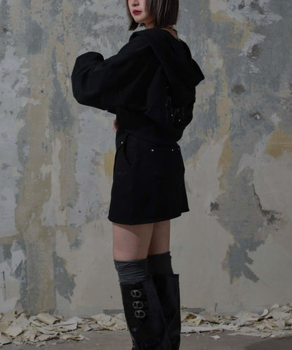 【Mavie..7】鉚釘裝飾迷你半身裙