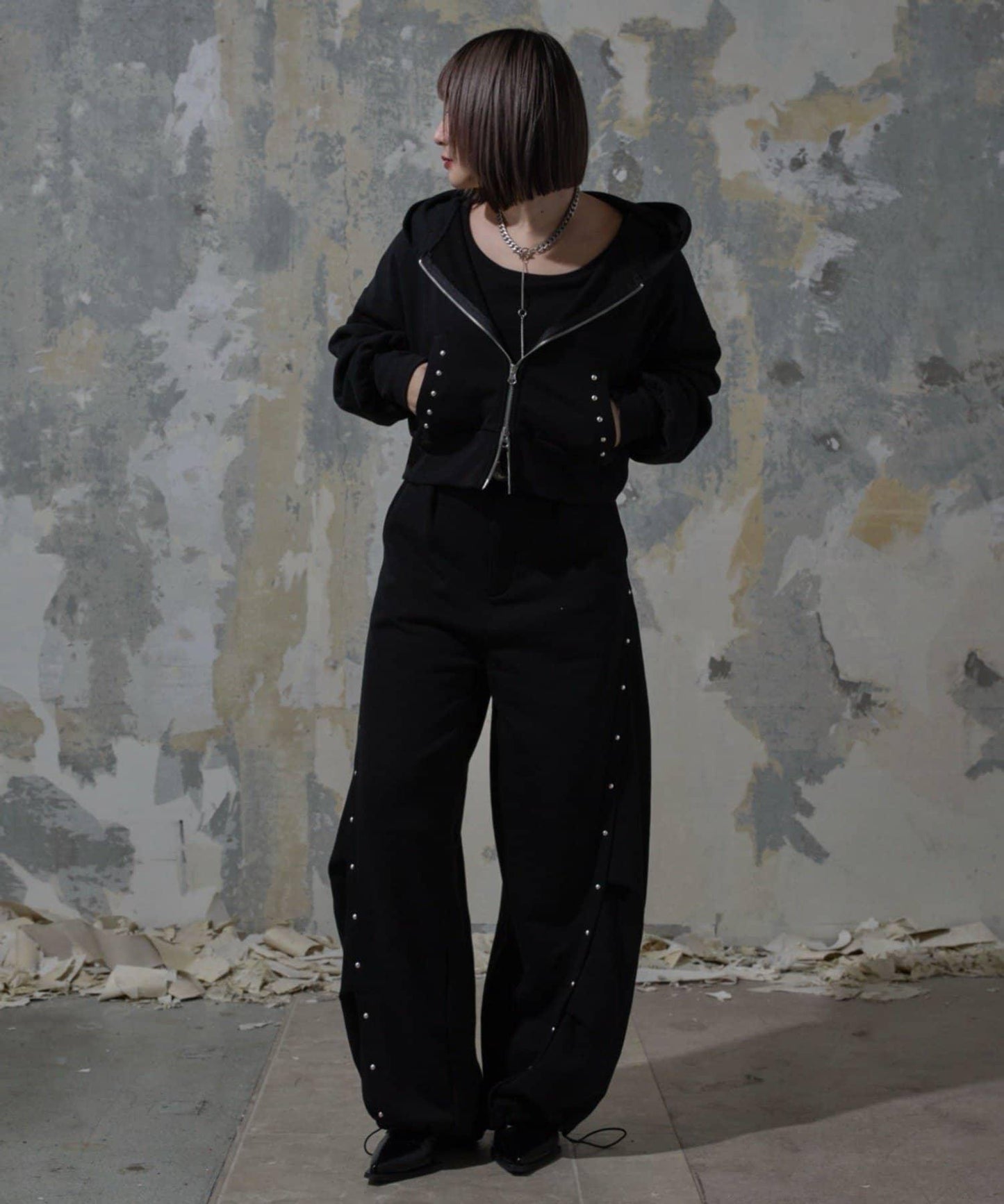 【Mavie..7】鉚釘裝飾衛衣連帽衫