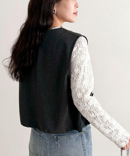 【套裝可搭配】無領馬甲