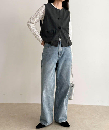 【套裝可搭配】無領馬甲