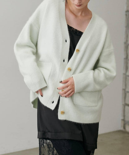 【LARUTA】狐狸毛羊毛蓬鬆開衫