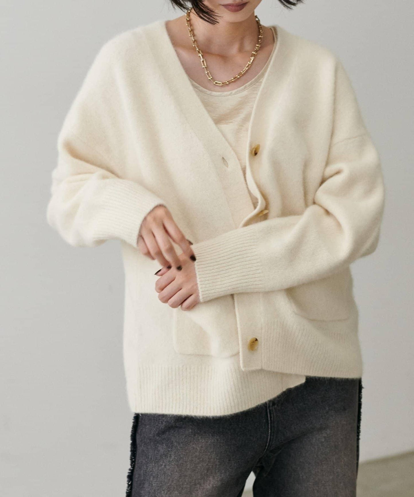 【LARUTA】狐狸毛羊毛蓬鬆開衫