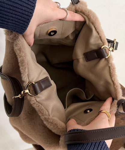 帶流蘇環保仿皮草兩用托特包