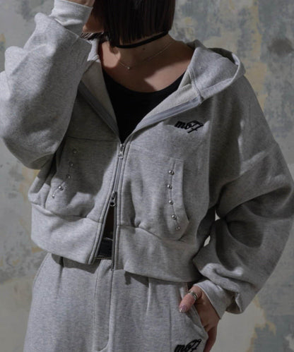 【Mavie..7】鉚釘裝飾衛衣連帽衫