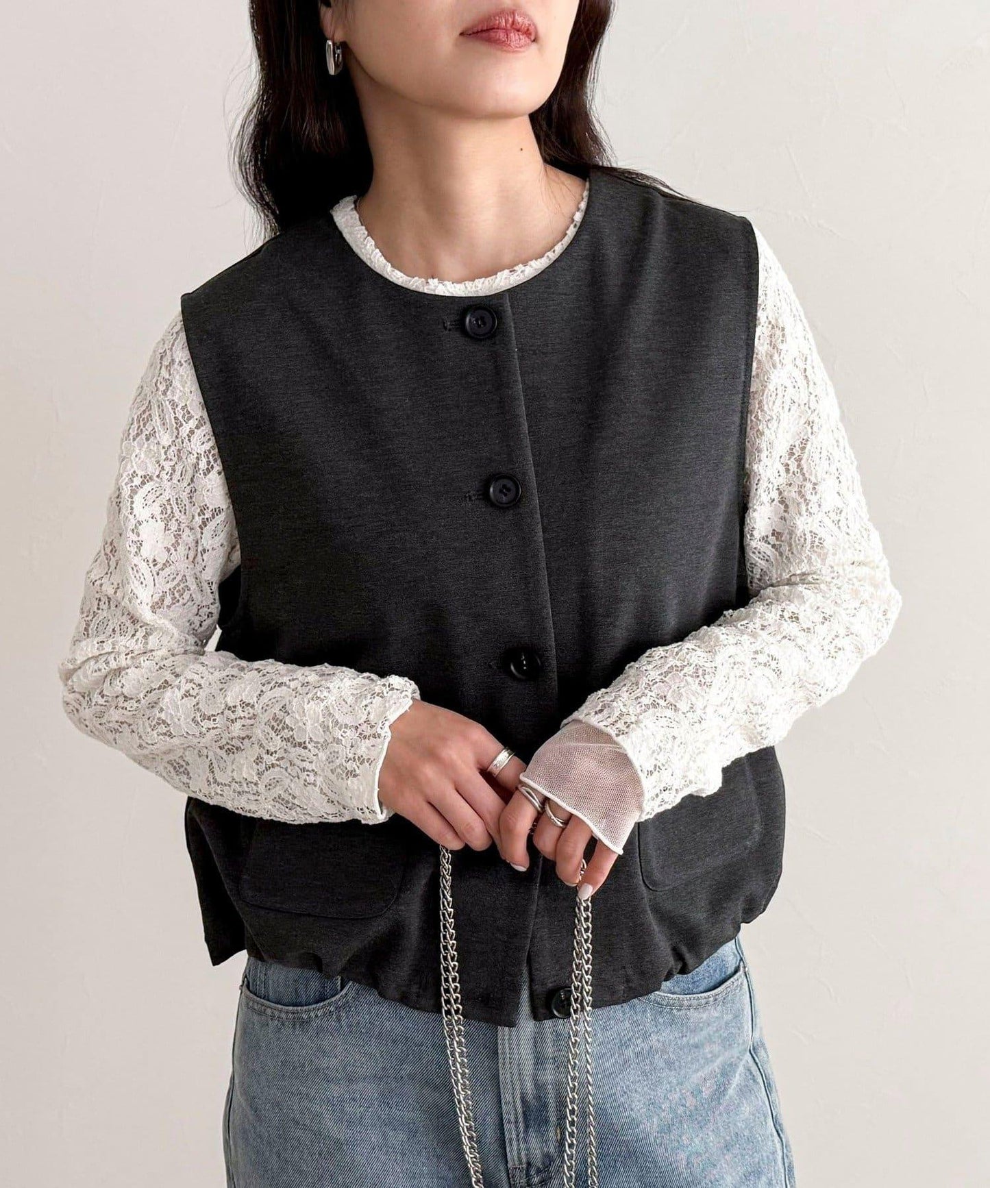 【套裝可搭配】無領馬甲