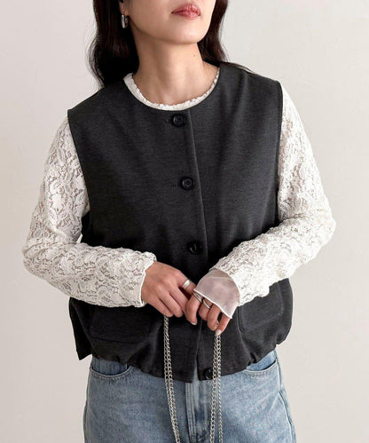 【套裝可搭配】無領馬甲