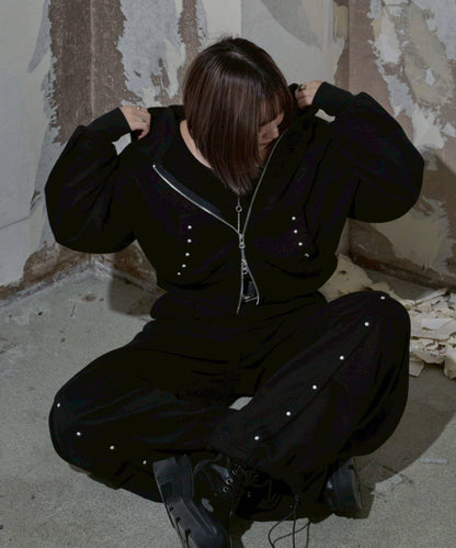 【Mavie..7】鉚釘裝飾衛衣連帽衫