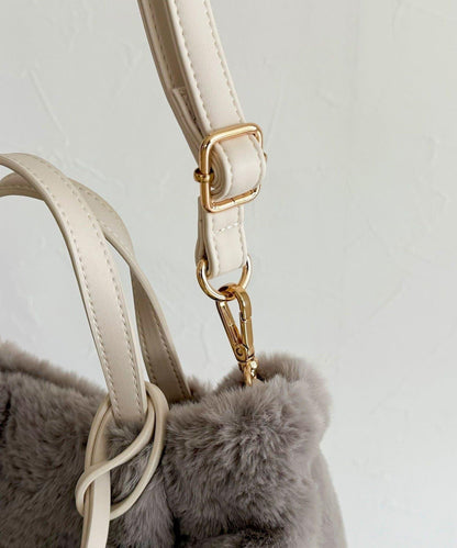 帶流蘇環保仿皮草兩用托特包