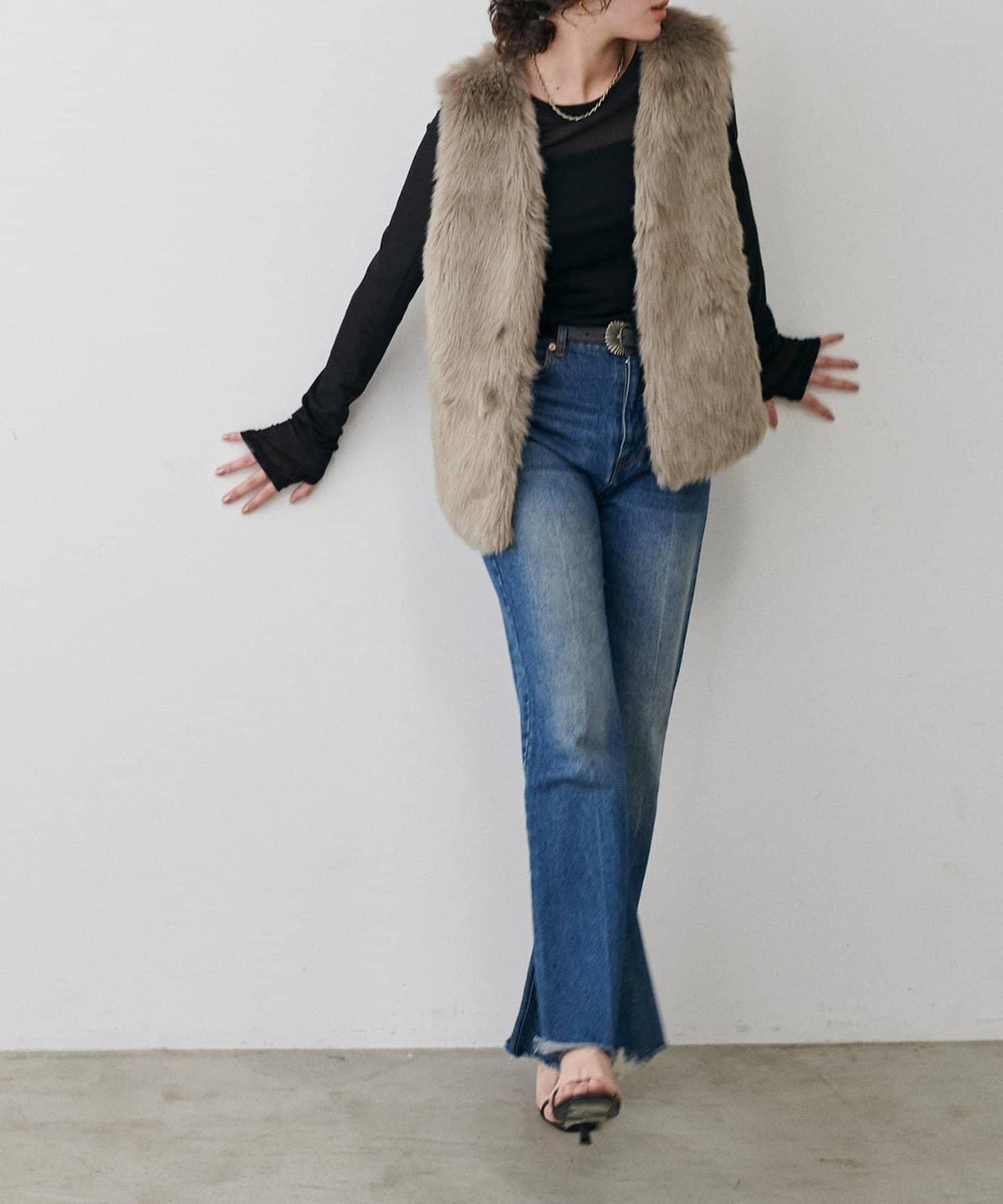 【LARUTA】網紗薄紗套頭衫