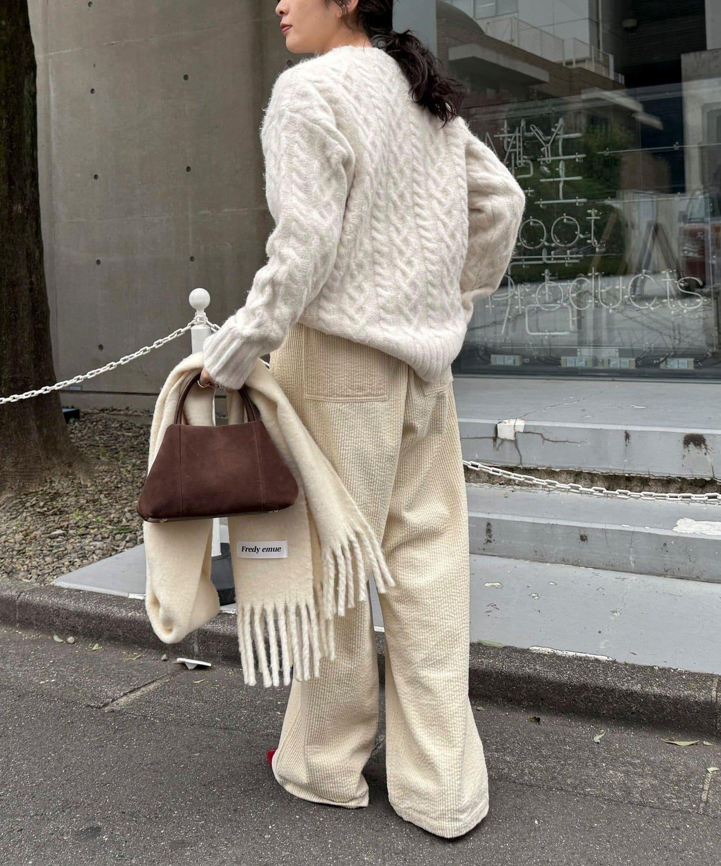 蓬鬆花紋針織套頭衫