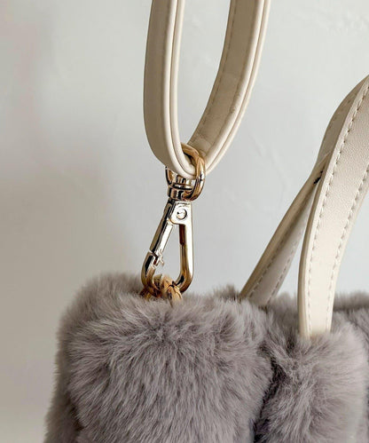 帶流蘇環保仿皮草兩用托特包