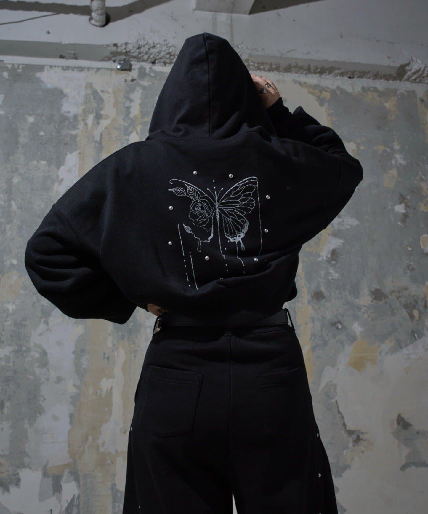 【Mavie..7】鉚釘裝飾衛衣連帽衫