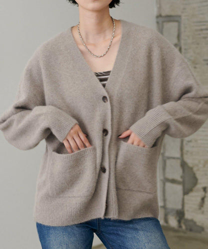 【LARUTA】狐狸毛羊毛蓬鬆開衫