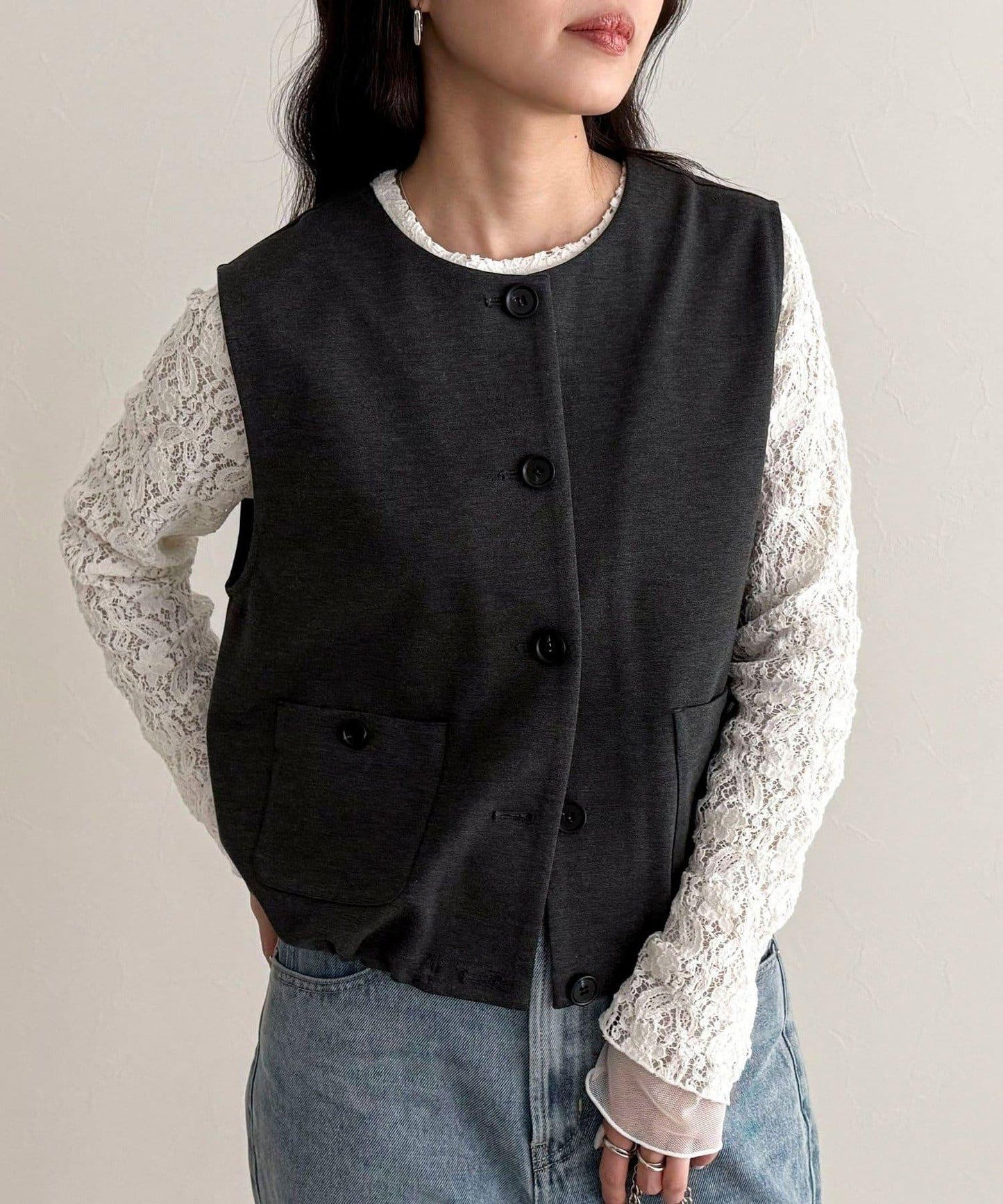 【套裝可搭配】無領馬甲