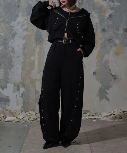 【Mavie..7】【3尺碼可選】鉚釘裝飾弧形衛褲