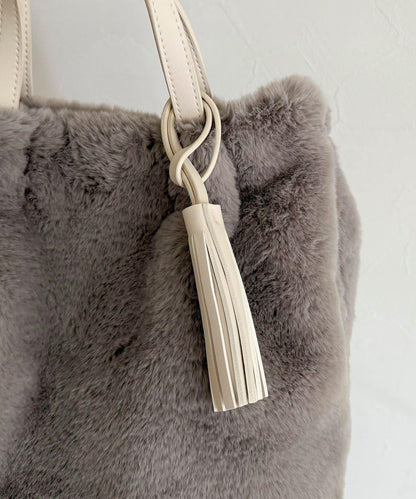 帶流蘇環保仿皮草兩用托特包