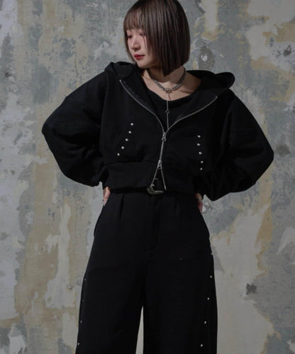 【Mavie..7】鉚釘裝飾衛衣連帽衫