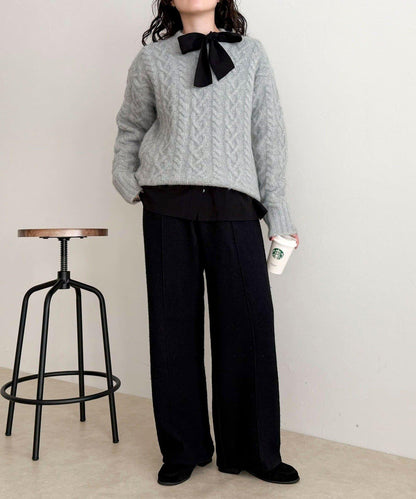 粗花呢羊毛休閒褲