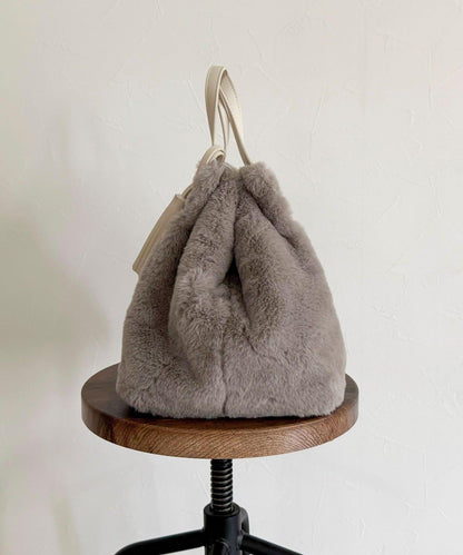 帶流蘇環保仿皮草兩用托特包