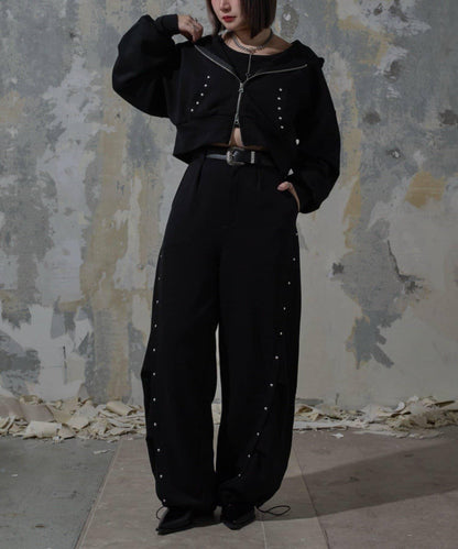 【Mavie..7】鉚釘裝飾衛衣連帽衫