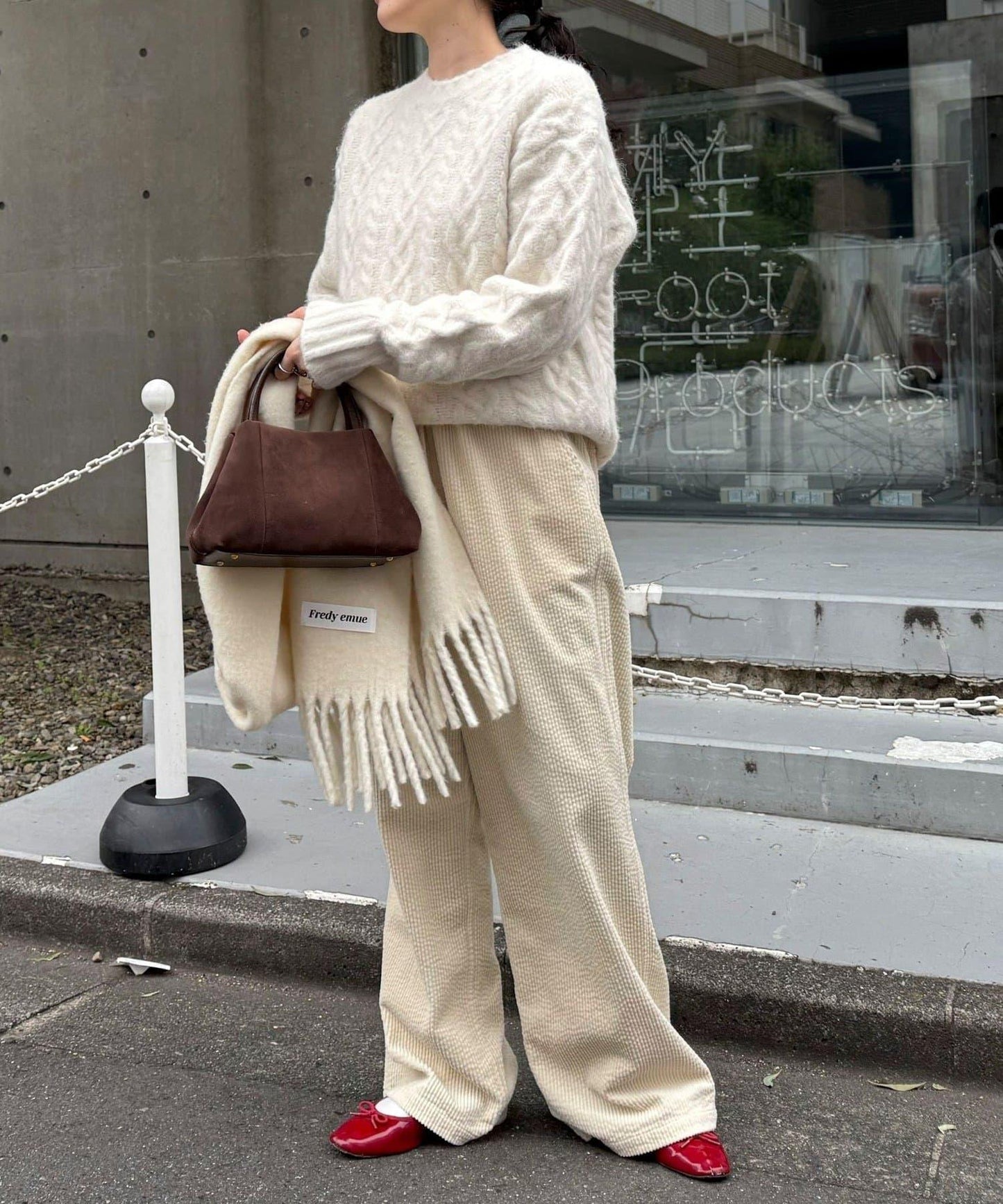 蓬鬆花紋針織套頭衫