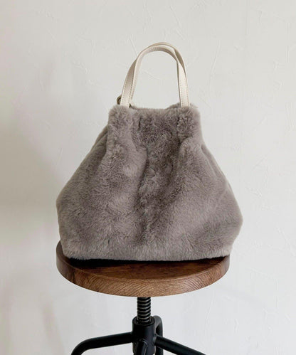 帶流蘇環保仿皮草兩用托特包