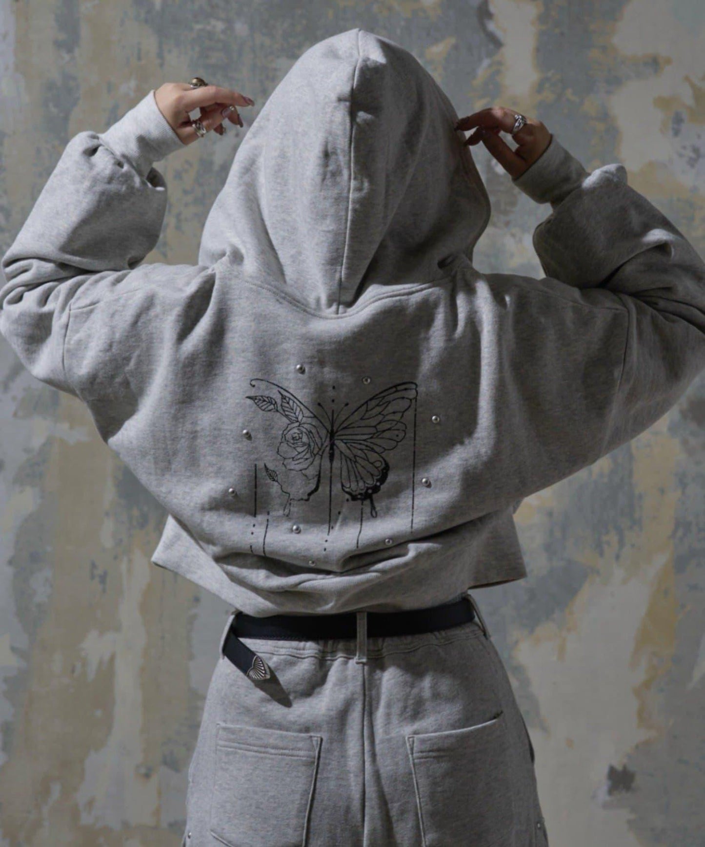 【Mavie..7】鉚釘裝飾衛衣連帽衫