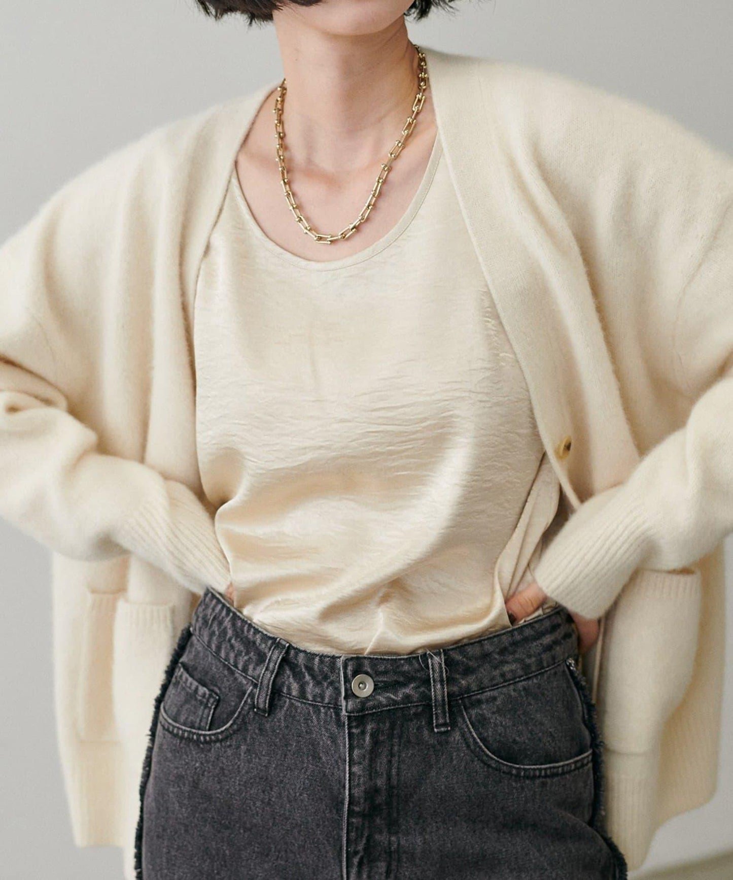 【LARUTA】狐狸毛羊毛蓬鬆開衫