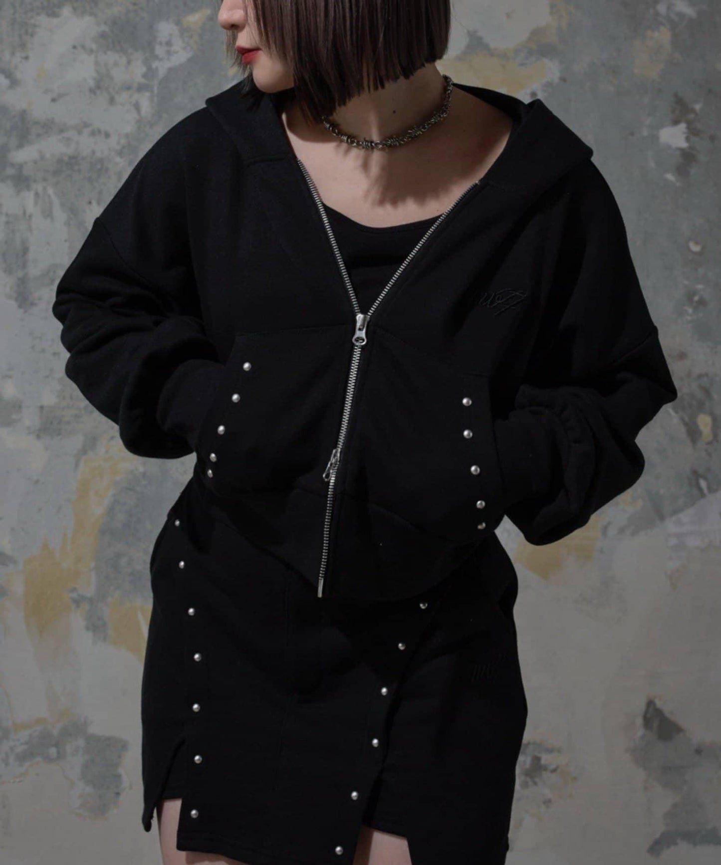 【Mavie..7】鉚釘裝飾衛衣連帽衫