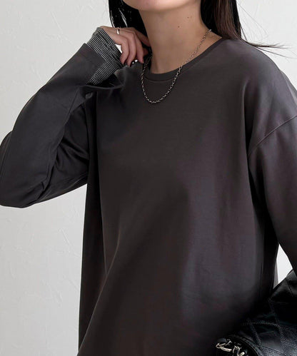 順滑圓弧下襬長袖T恤