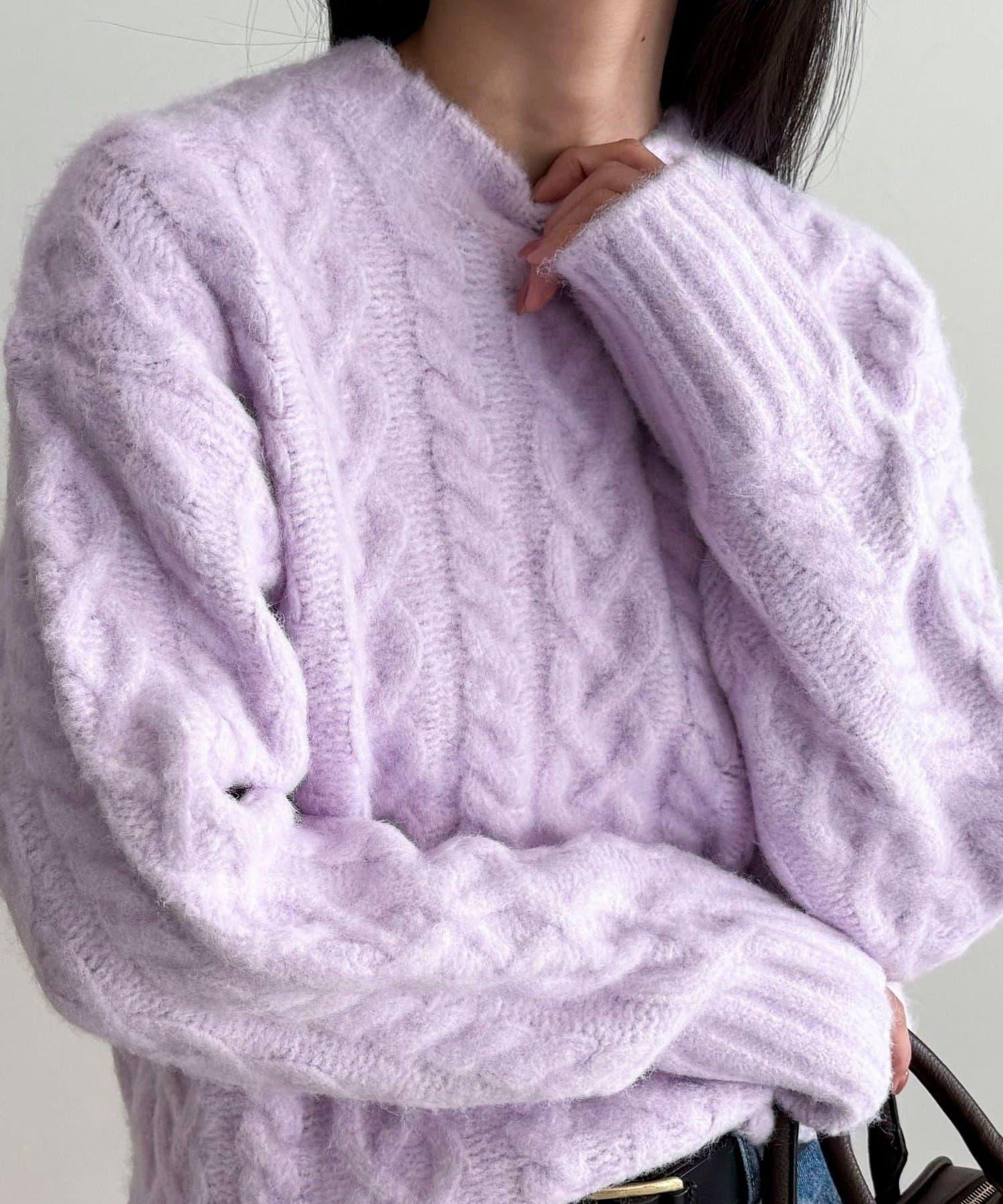 蓬鬆花紋針織套頭衫