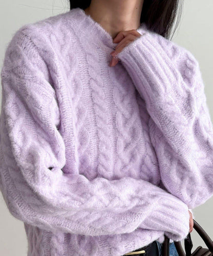 蓬鬆花紋針織套頭衫