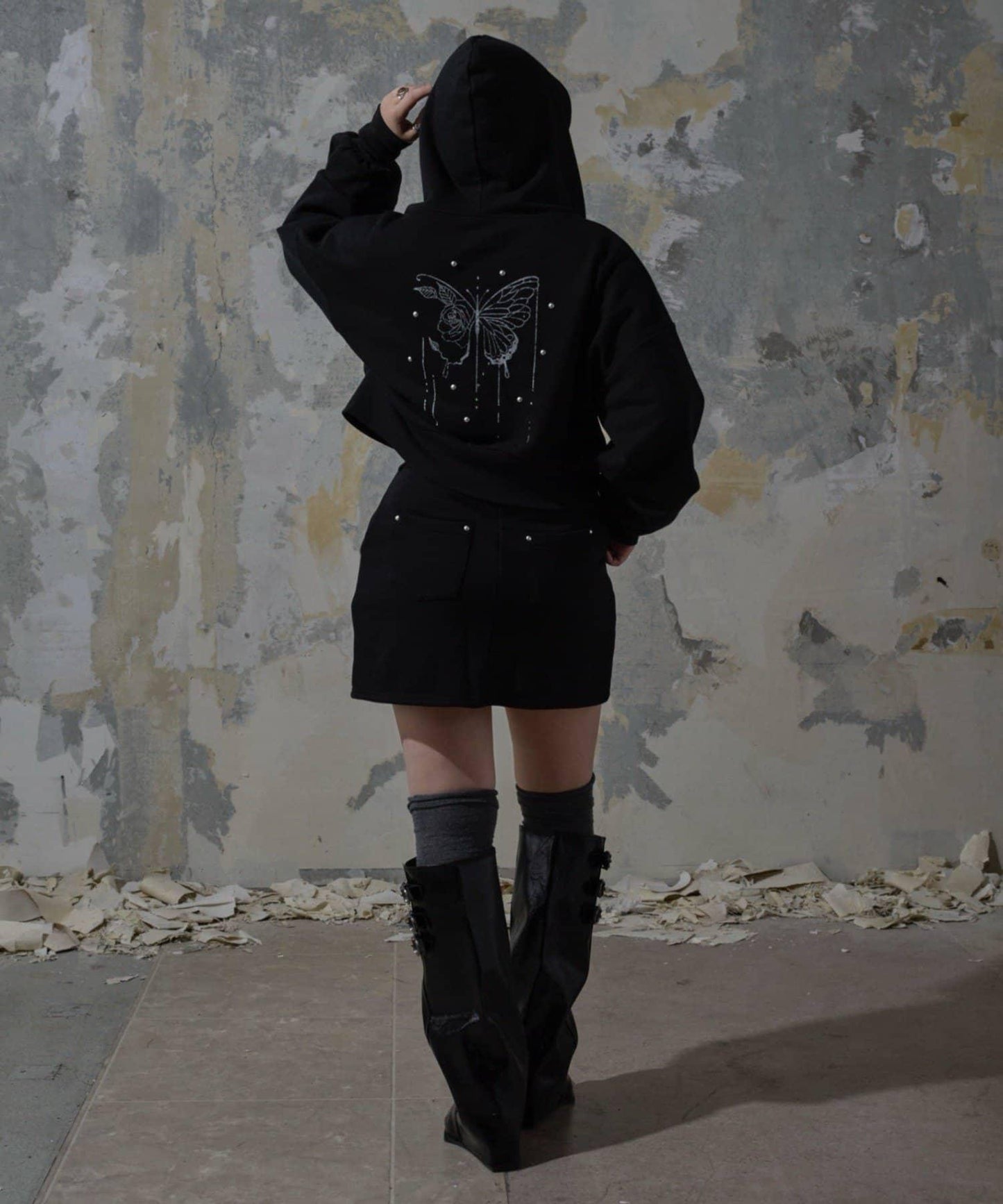 【Mavie..7】鉚釘裝飾衛衣連帽衫