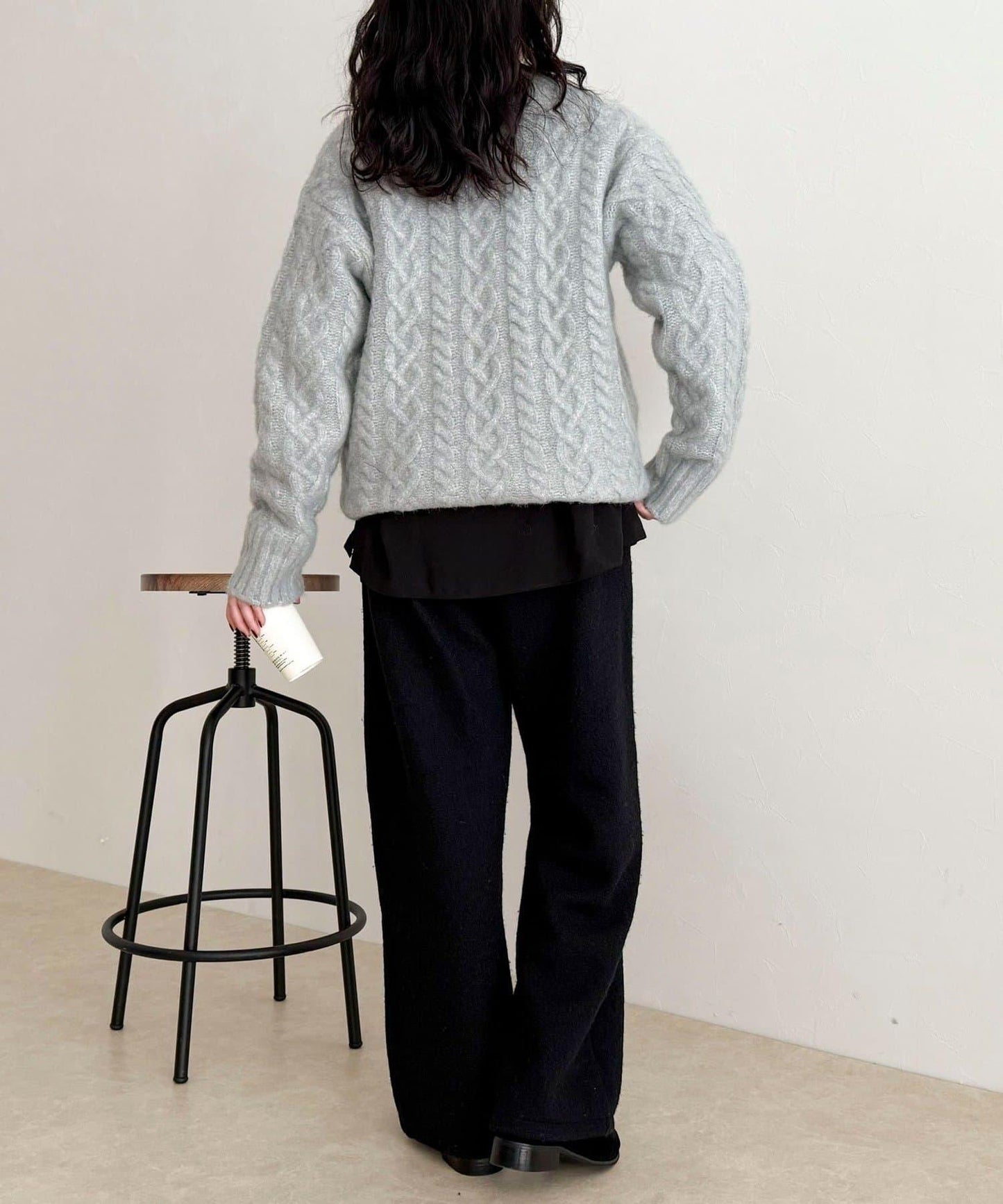 蓬鬆花紋針織套頭衫