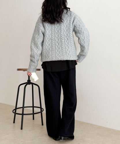 粗花呢羊毛休閒褲