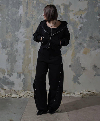 【Mavie..7】【3尺碼可選】鉚釘裝飾弧形衛褲