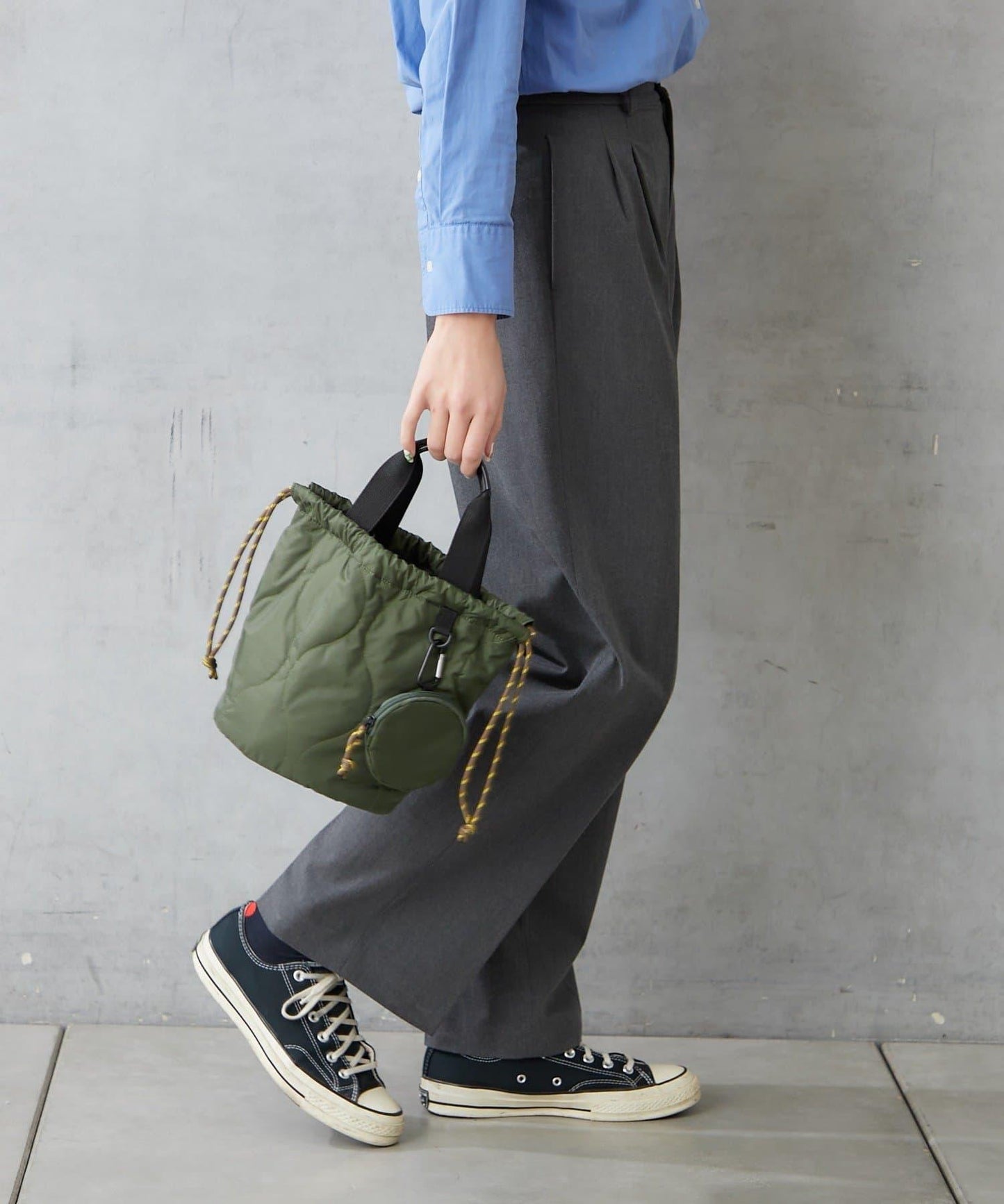 尼龍絎縫2WAY束口包 附迷你收納包