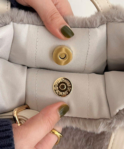 帶流蘇環保仿皮草兩用托特包