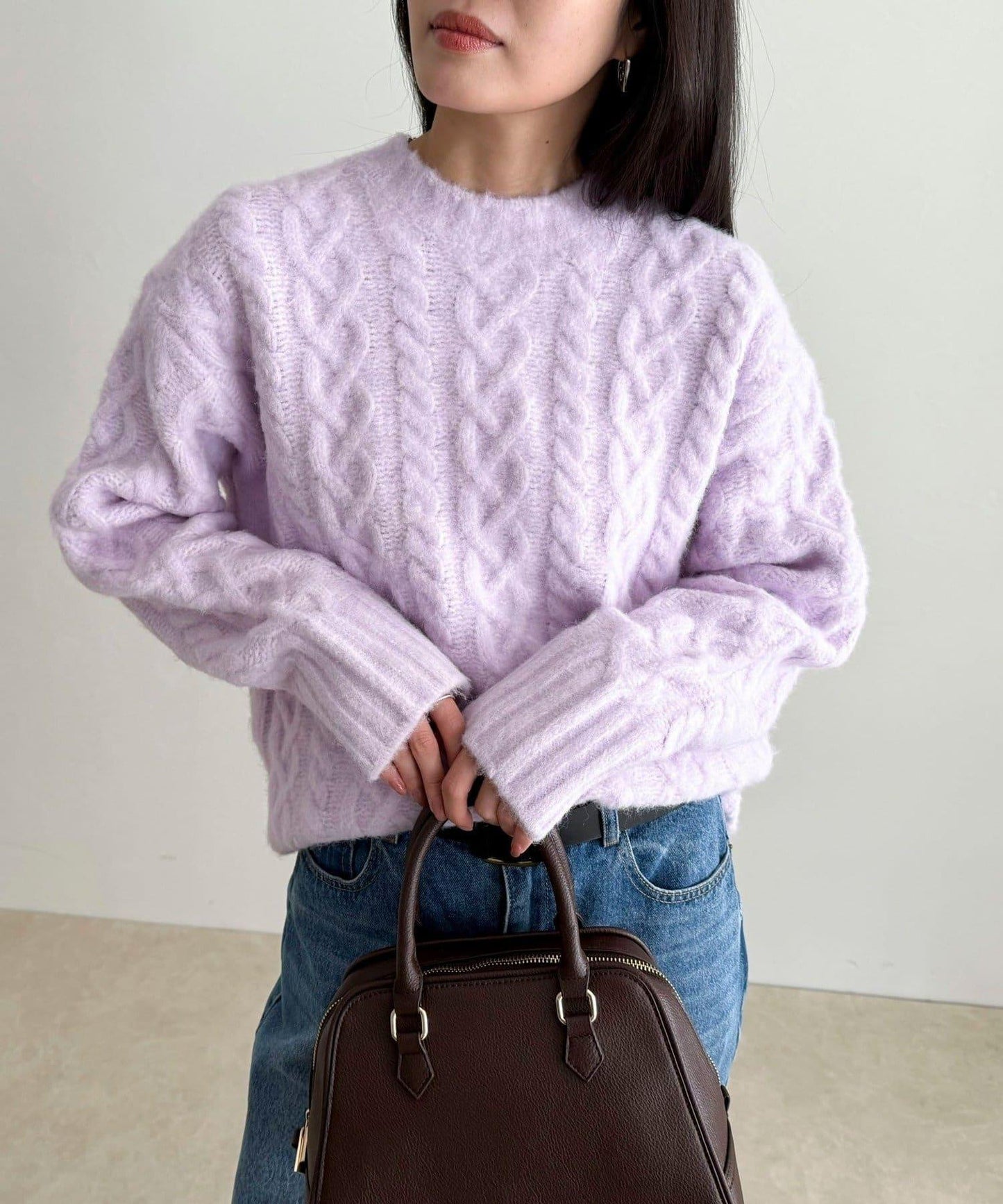 蓬鬆花紋針織套頭衫