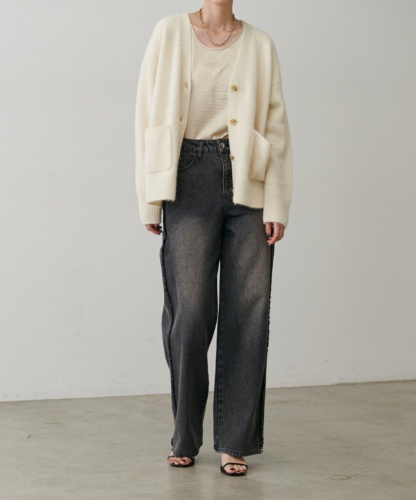 【LARUTA】狐狸毛羊毛蓬鬆開衫