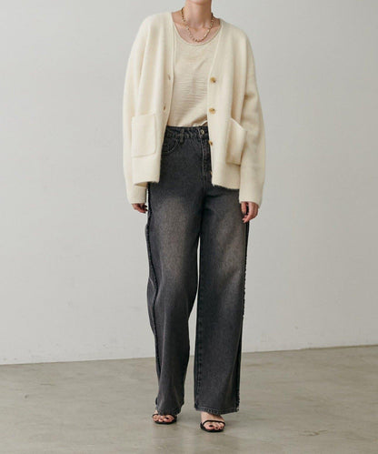 【LARUTA】狐狸毛羊毛蓬鬆開衫