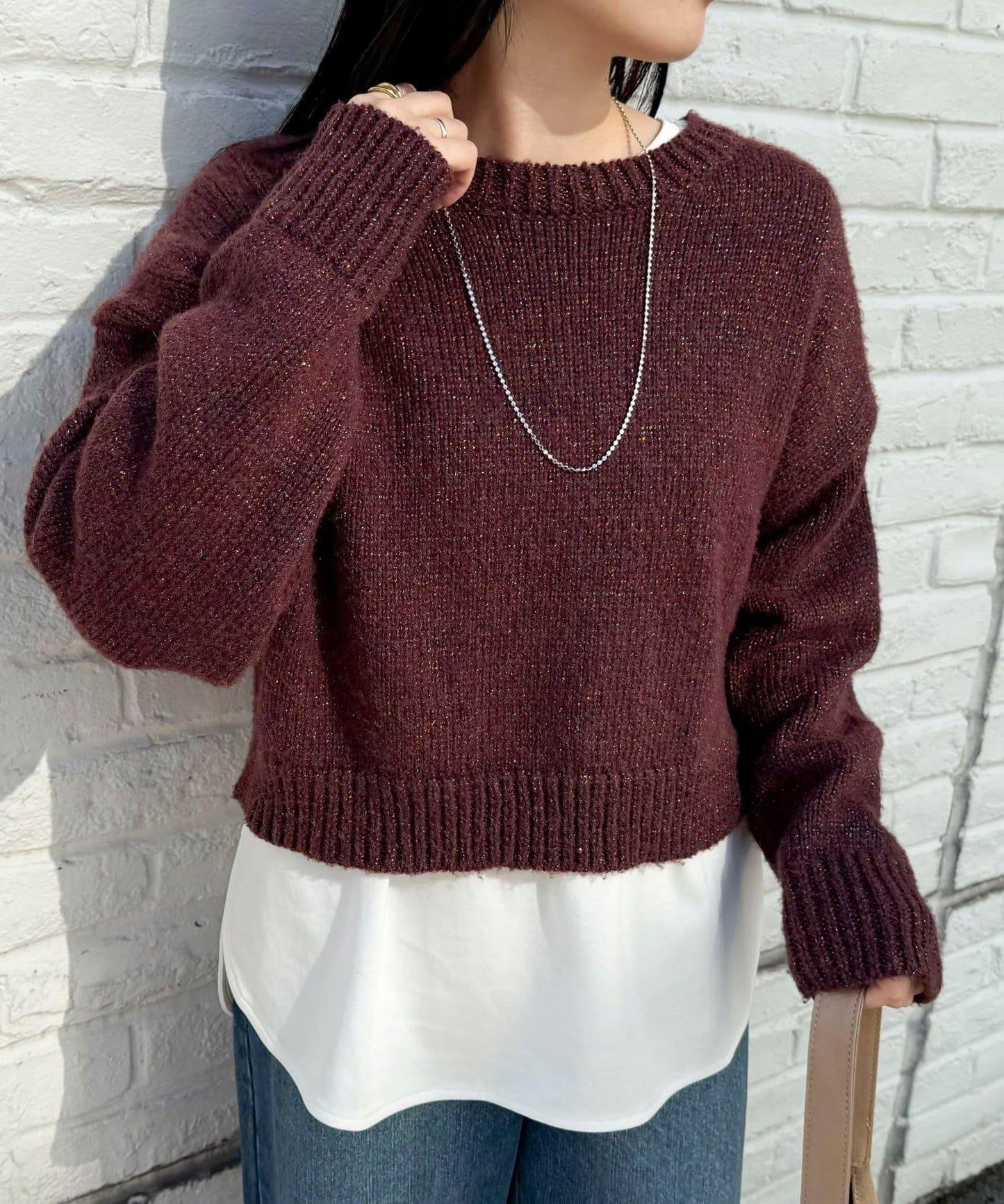 順滑圓弧下襬長袖T恤