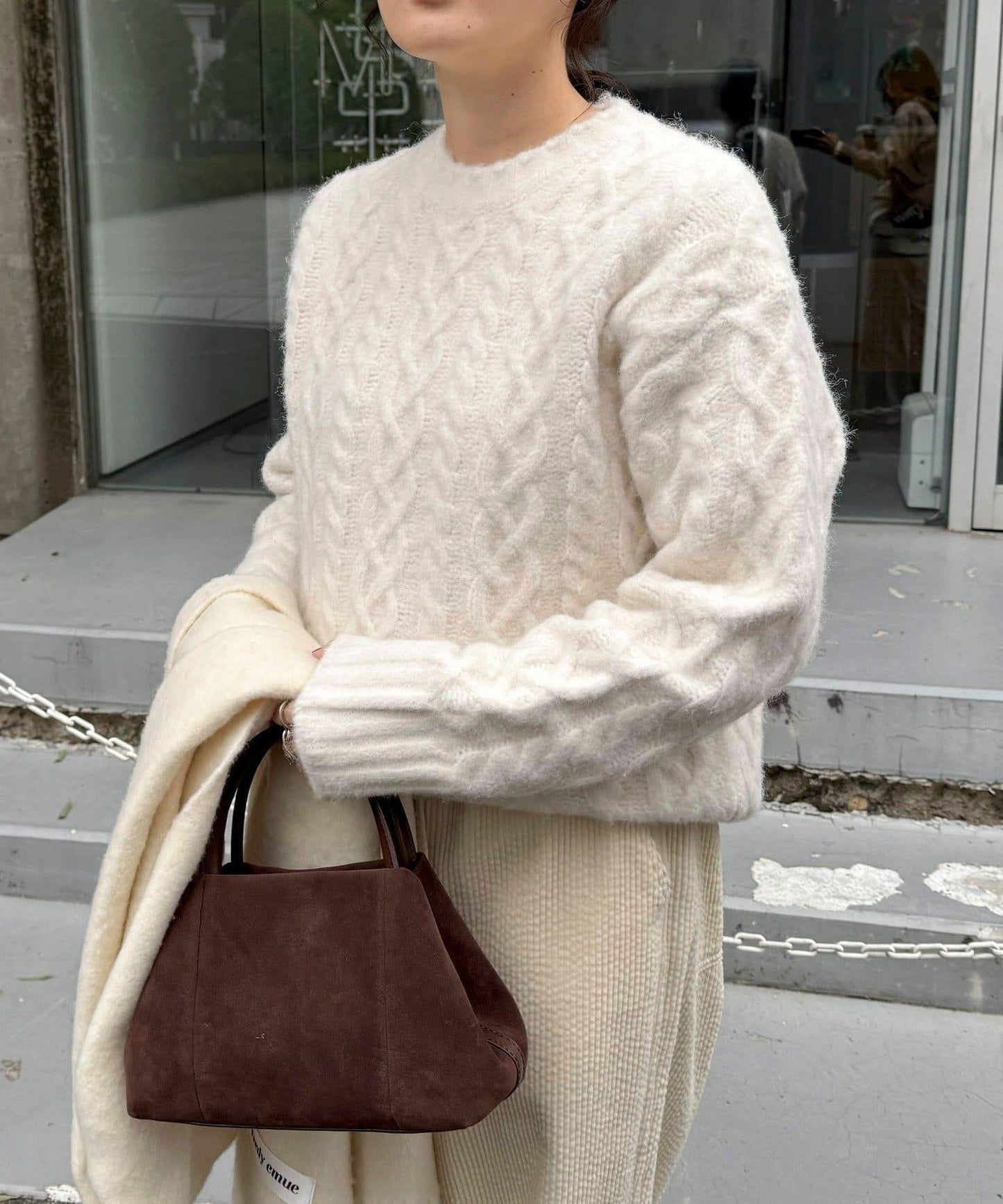 蓬鬆花紋針織套頭衫