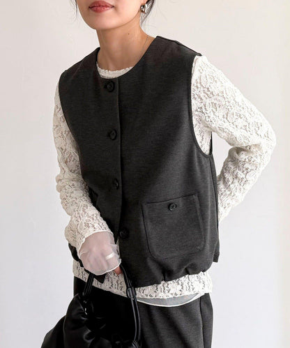 網紗拼接蕾絲長袖T恤