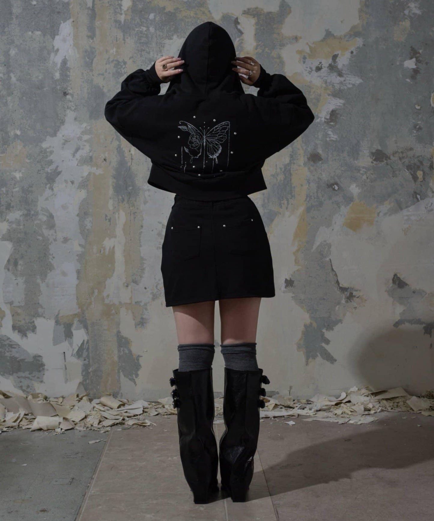 【Mavie..7】鉚釘裝飾衛衣連帽衫