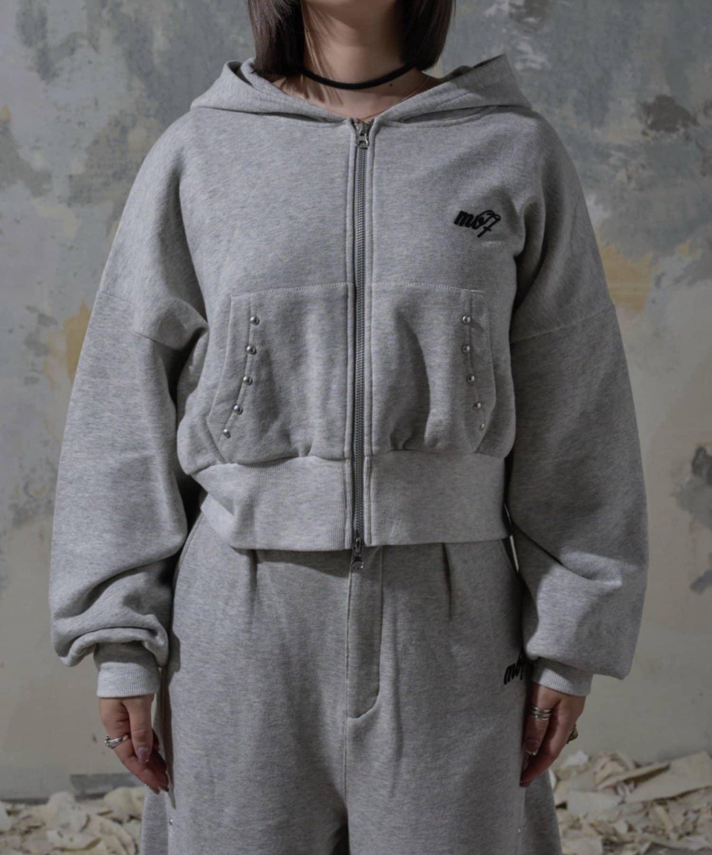 【Mavie..7】鉚釘裝飾衛衣連帽衫