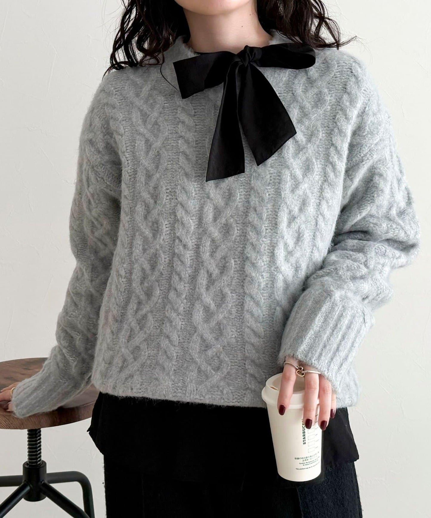 蓬鬆花紋針織套頭衫