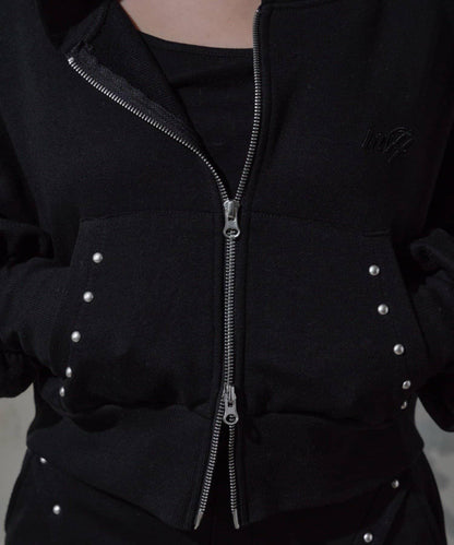 【Mavie..7】鉚釘裝飾衛衣連帽衫