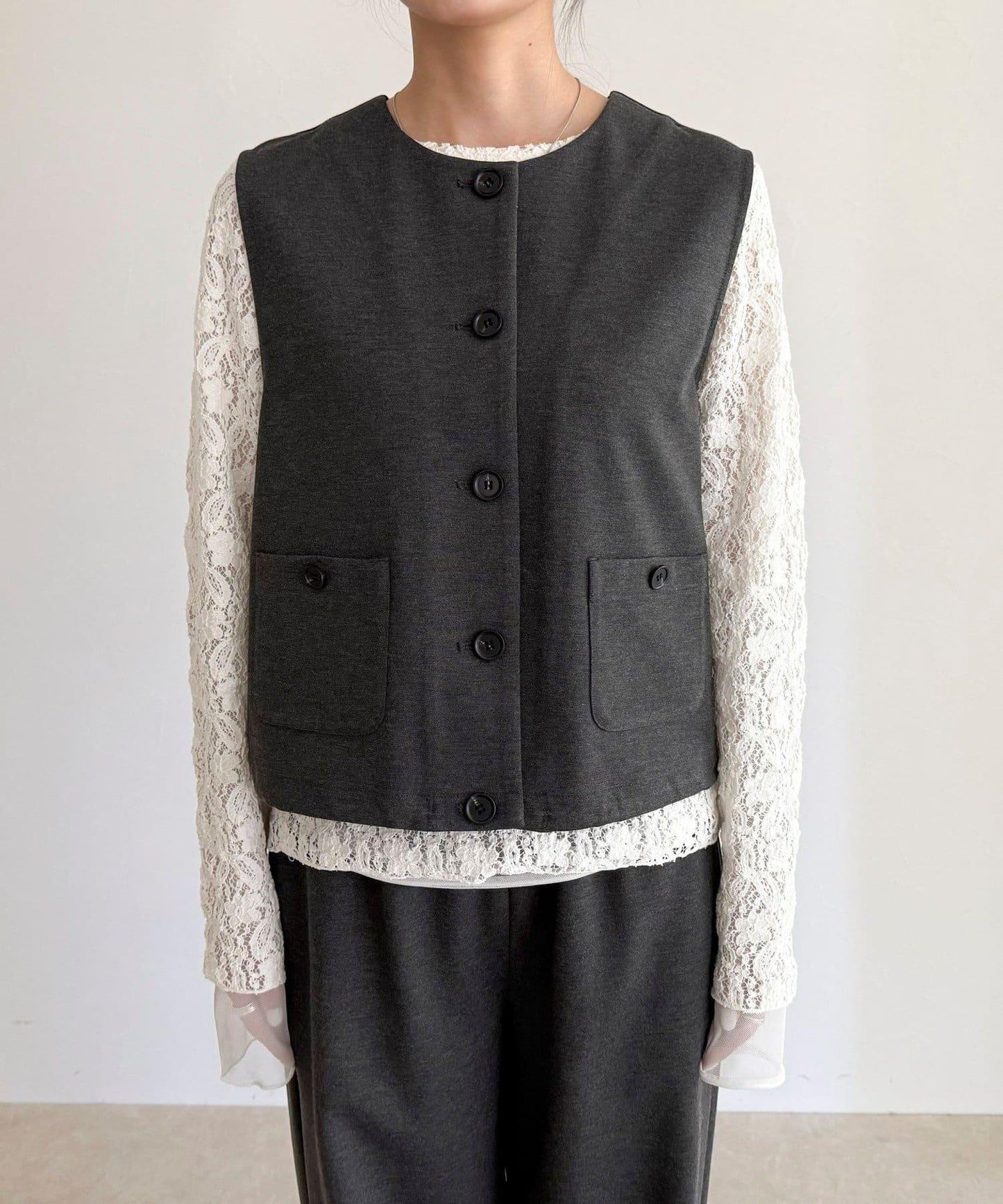 【套裝可搭配】無領馬甲