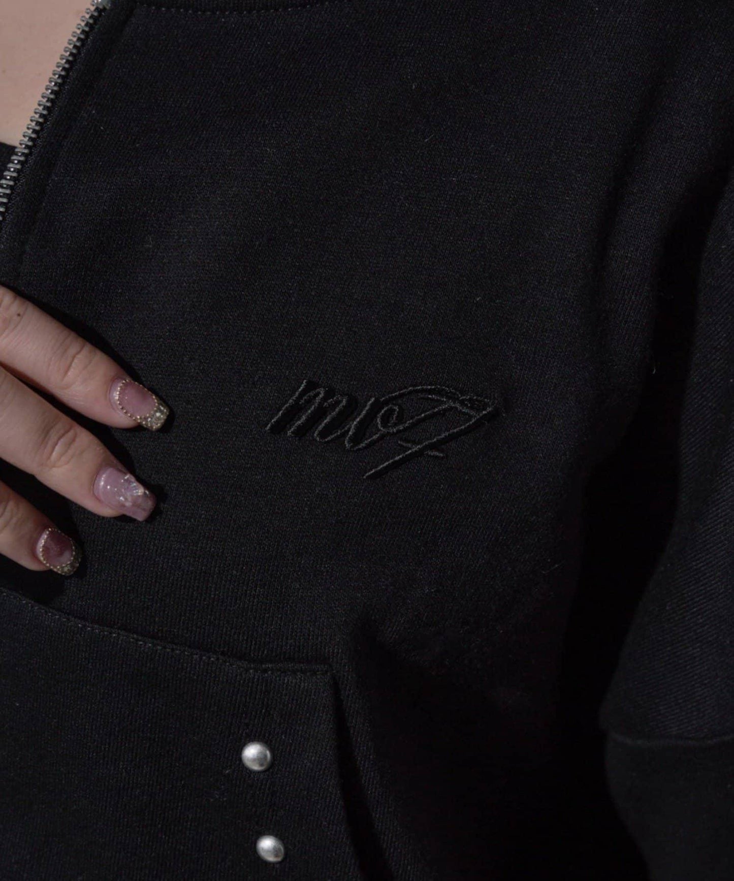 【Mavie..7】鉚釘裝飾衛衣連帽衫